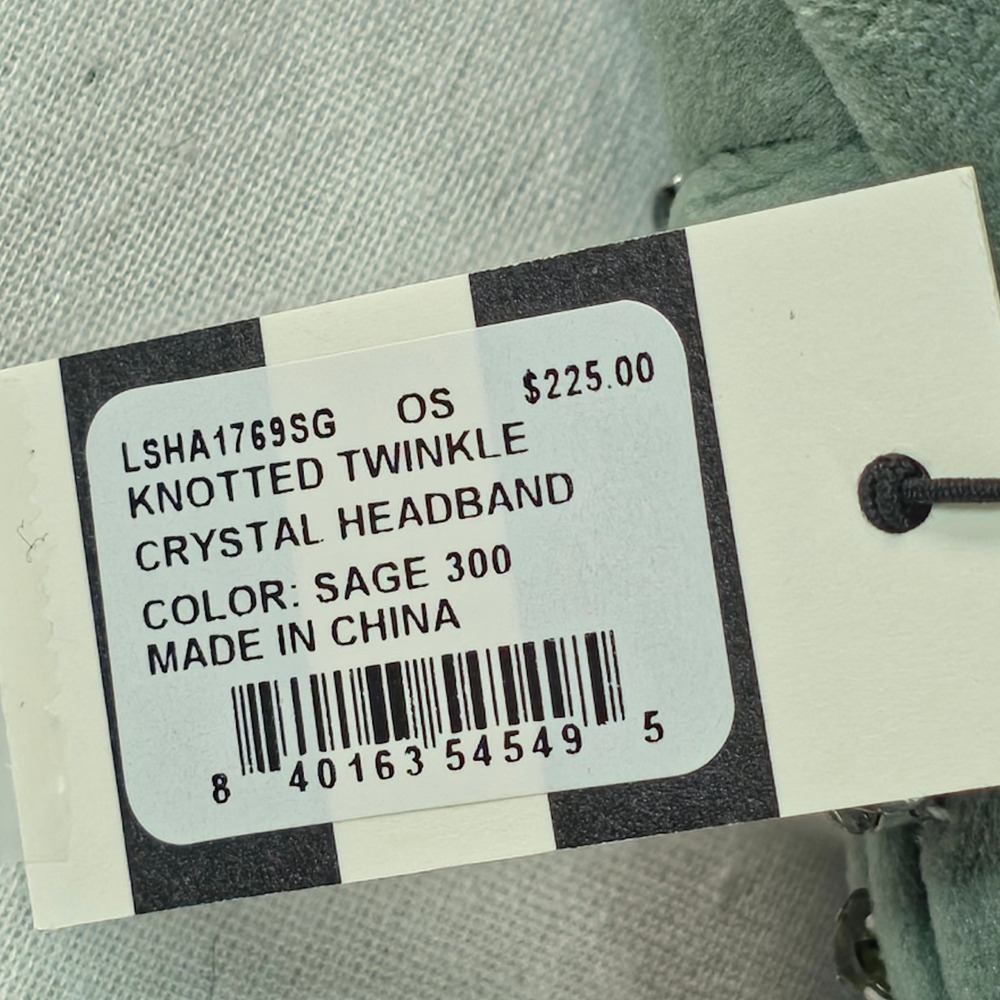 Lele Sadoughi Women Knotted Twinkle Headband OS Sage Crystal Embellished NWT - Picture 5 of 12